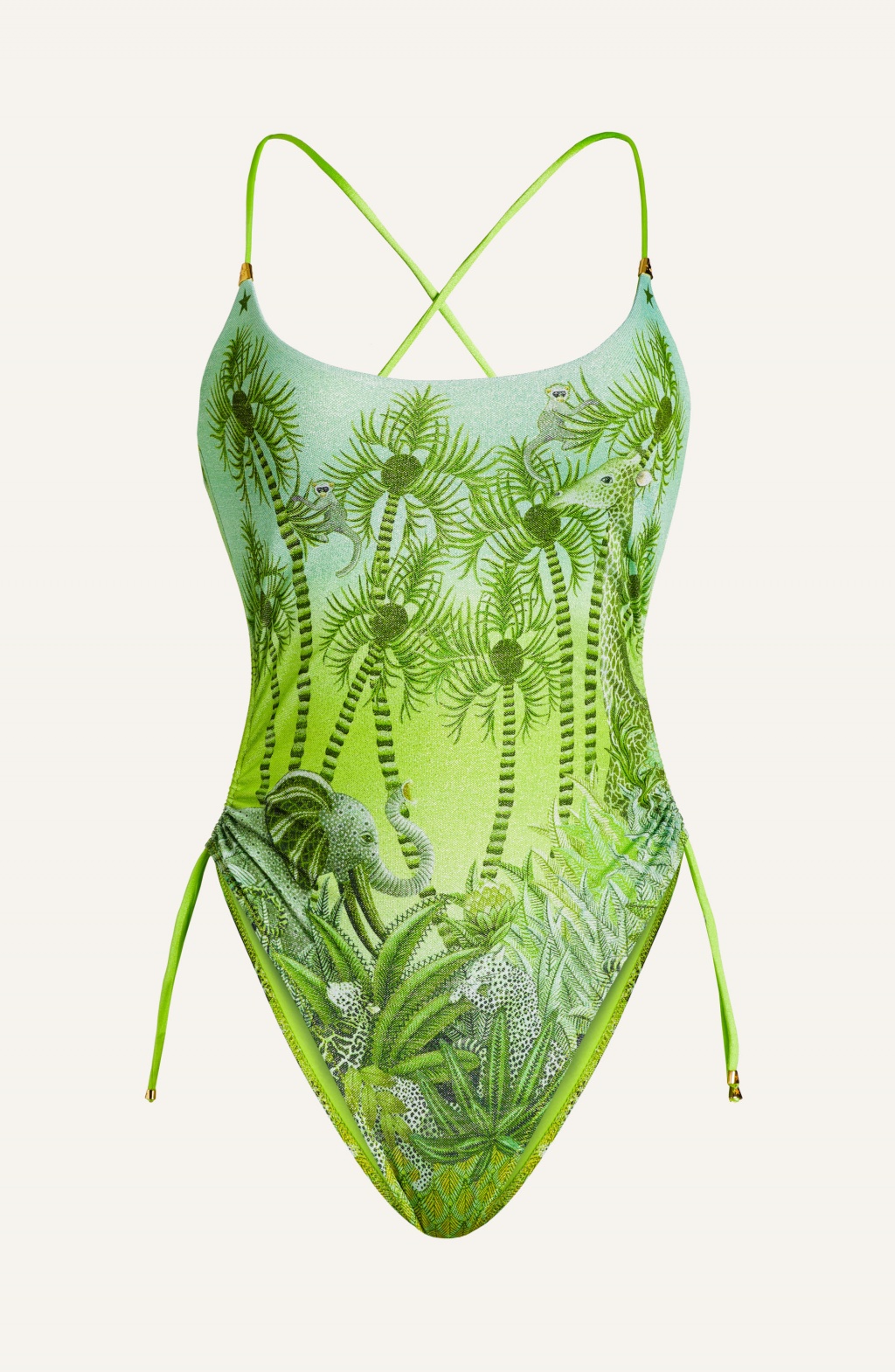Costume Intero Piquet Lurex Palm Paradise Taglia XS Colore Verde