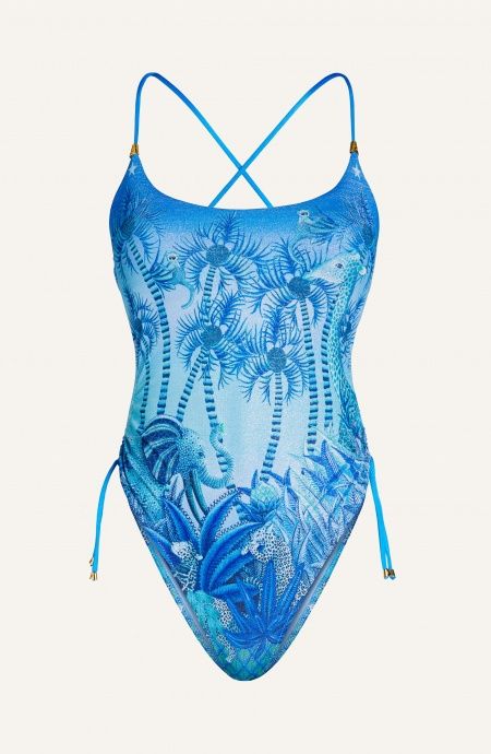 Palm Paradise Piquet Lurex One Piece Swimsuit Pin-Up Stars - 6 Palm Paradise Piquet Lurex One Piece Swimsuit Pin-Up Stars - 6