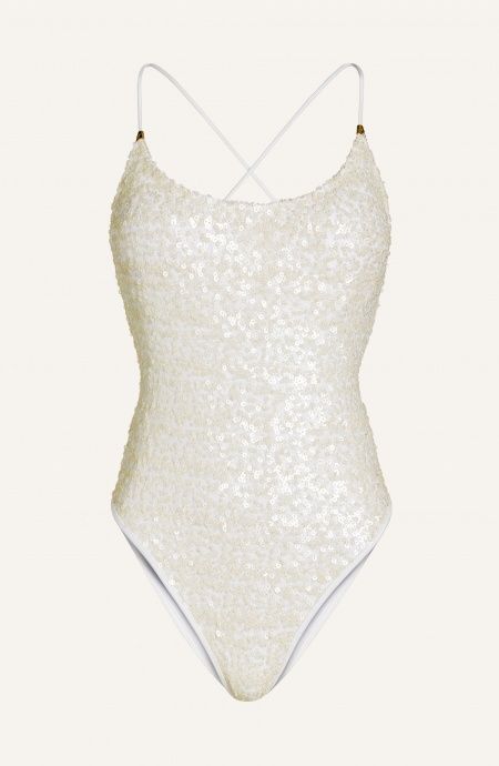 Sequins Padded One Piece Swimsuit Pin-Up Stars - 1 Sequins Padded One Piece Swimsuit Pin-Up Stars - 1