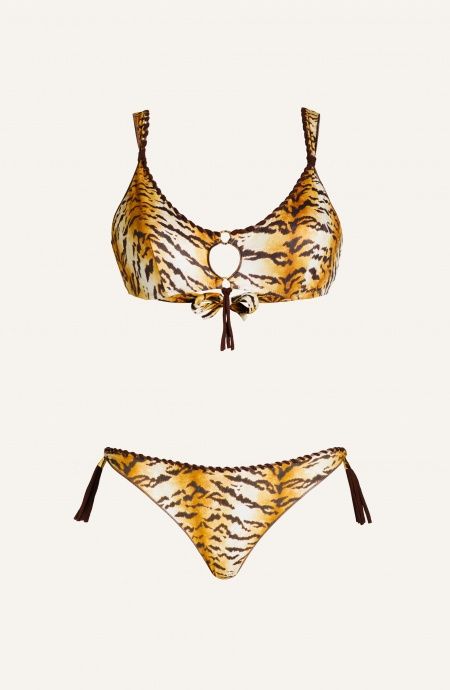 Bikini Brassiere Brazilian Briefs Tiger Print Embroidery Horse Point Pin-Up Stars - 1 Bikini Brassiere Brazilian Briefs Tiger Print Embroidery Horse Point Pin-Up Stars - 1