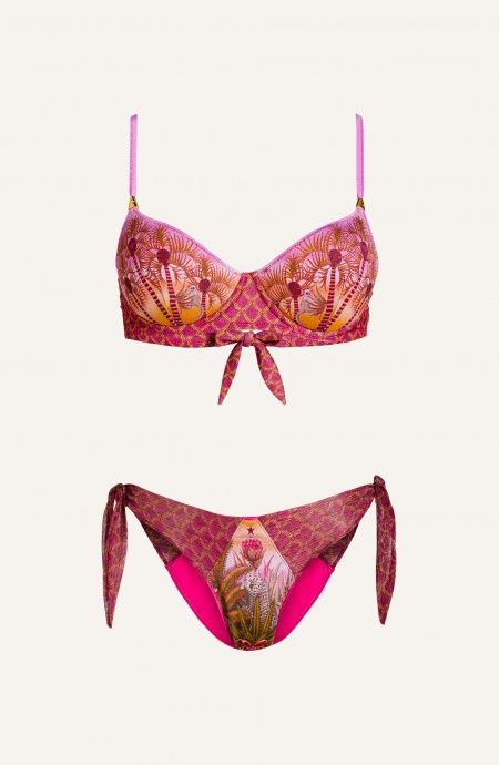 Bikini Balconcino Con Ferretto Slip Fiocchi Piquet Lurex e Crepon Lamè Palm Paradise Pin-Up Stars - 1 Bikini Balconcino Con Ferretto Slip Fiocchi Piquet Lurex e Crepon Lamè Palm Paradise Pin-Up Stars - 1