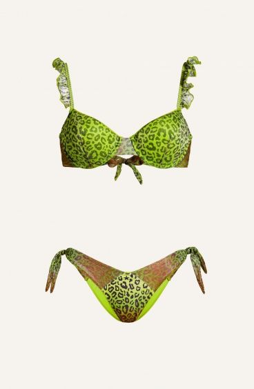 Bikini Balconcino Slip Fiocchi Crepon Lamè Stampa Macula Pin-Up Stars - 6
