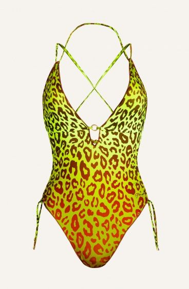 Macula Print Lycra One Piece Swimsuit Pin-Up Stars - 1