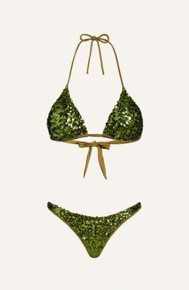 Bikini Triangolo Imbottito Slip Sgambato Paillettes Pin-Up Stars - 12