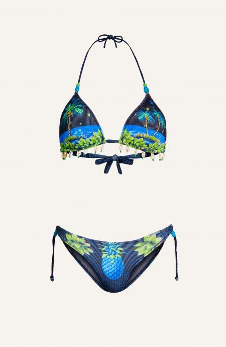 Bikini Triangolo Imbottito Ricamo Conchiglie Slip Fiocchi Tessuto Costina Stampa Hawaii Pin-Up Stars - 5 Bikini Triangolo Imbottito Ricamo Conchiglie Slip Fiocchi Tessuto Costina Stampa Hawaii Pin-Up Stars - 5