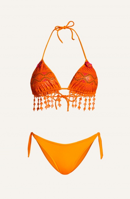 Bikini Triangolo Imbottito Slip Fiocchi Ricamo Fiori Laser Pin-Up Stars - 3
