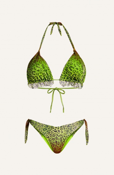 Bikini Triangolo Imbottito Slip Fiocchi Crepon Lamè Stampa Macula Pin-Up Stars - 2