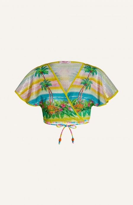 Hawaii Print Sequins Shawl Cover Pin-Up Stars - 1 Hawaii Print Sequins Shawl Cover Pin-Up Stars - 1