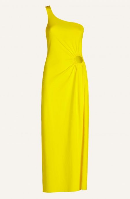 One-Shoulder Dress With Solid Color Rings Pin-Up Stars - 1 One-Shoulder Dress With Solid Color Rings Pin-Up Stars - 1