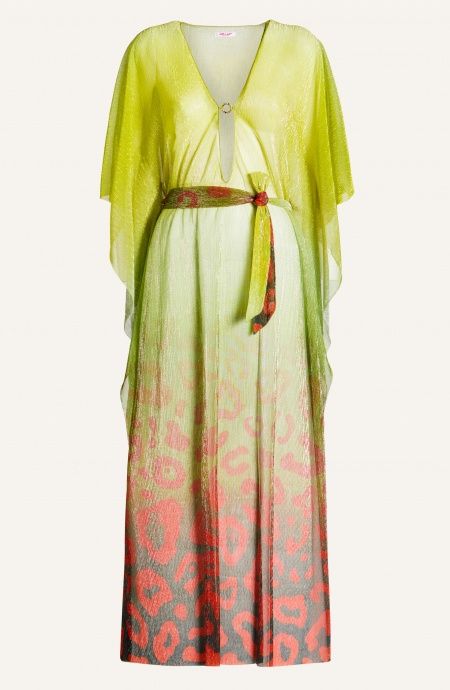 Long Crepon Lamé Print Macula Degradé Caftan Pin-Up Stars - 2 Long Crepon Lamé Print Macula Degradé Caftan Pin-Up Stars - 2