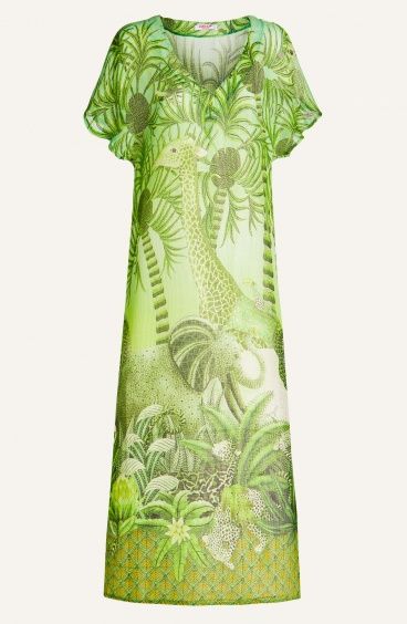 Palm Paradise Cotton Laminated Gauze Long Dress Pin-Up Stars - 6