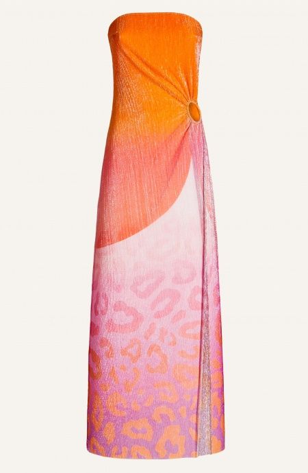 Off-Shoulders Long Dress With Anella Crepon Lamé Print Macula Degradé Pin-Up Stars - 1