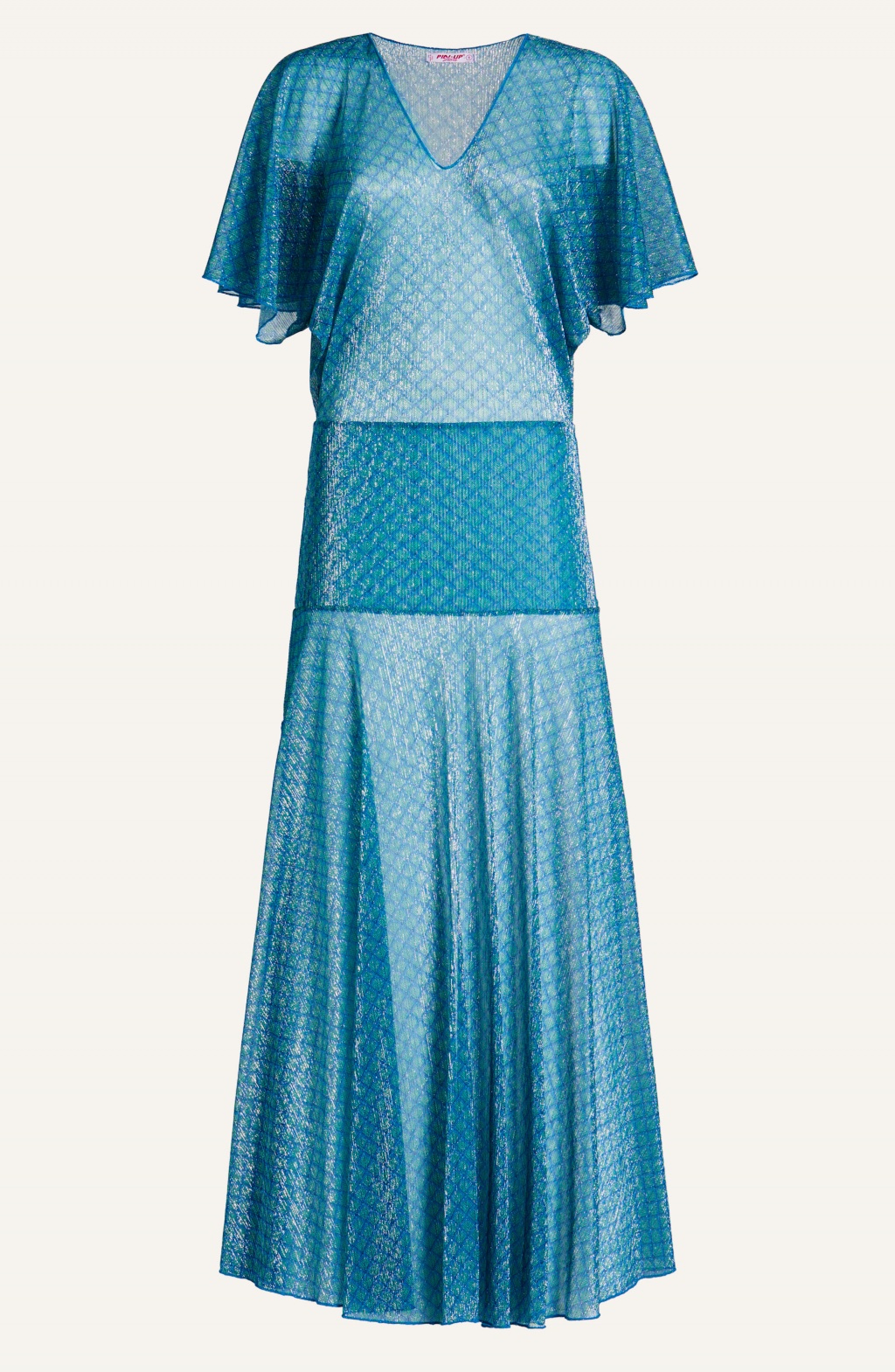 Robe longue Crépon Lamé Imprimé Ecailles Taille S Couleur Bleu