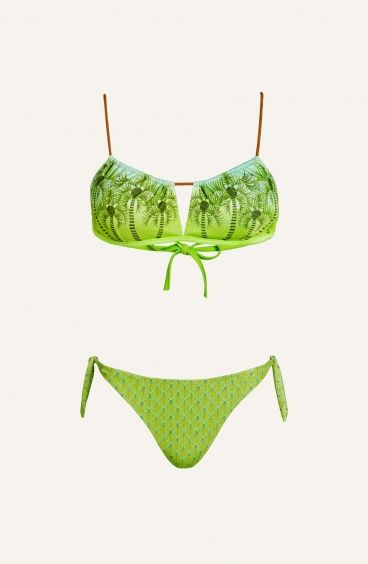 Bikini Adjustable Bandeau Slip Flakes Piquet Lurex Palm Paradise Pin-Up Stars - 6