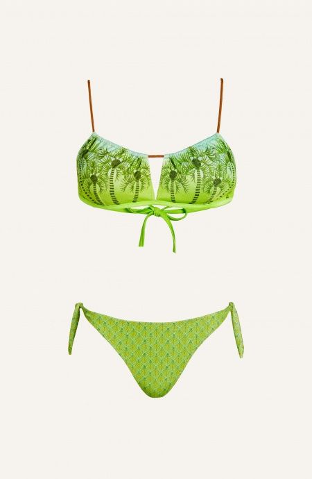 Bikini Adjustable Bandeau Slip Flakes Piquet Lurex Palm Paradise Pin-Up Stars - 6 Bikini Adjustable Bandeau Slip Flakes Piquet Lurex Palm Paradise Pin-Up Stars - 6