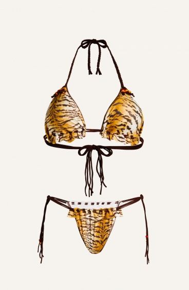 Bikini Triangolo Imbottito Slip Brasiliana Stampa Tigre Punto Cavallo Pin-Up Stars - 17