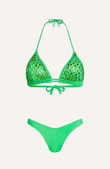 Triangle Bikini Padded Mirrors Laser Slip Flakes Solid Color Pin-Up Stars - 48