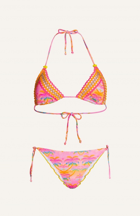 Bikini Triangolo Imbottito Slip Brasiliana Stampa Palmié Passamaneria Poisson D'Amour - 1 Bikini Triangolo Imbottito Slip Brasiliana Stampa Palmié Passamaneria Poisson D'Amour - 1