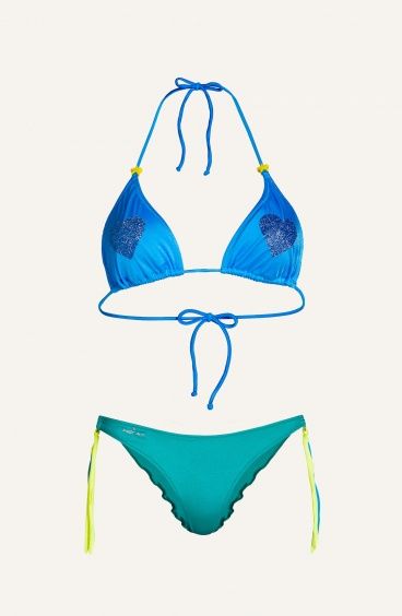 Bikini Triangolo Imbottito Cuore Lurex Slip Brasiliana Poisson D'Amour - 1