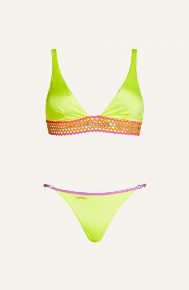 Bikini Brassiere Sottoseno Passamaneria Slip Small Tinta Unita Poisson D'Amour - 3