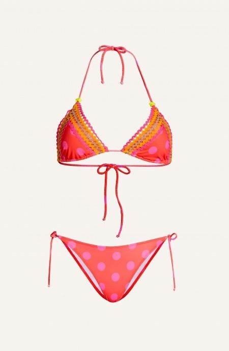 Bikini Triangolo Imbottito Slip Brasiliana Ricamo Passamaneria Pois Poisson D'Amour - 1 Bikini Triangolo Imbottito Slip Brasiliana Ricamo Passamaneria Pois Poisson D'Amour - 1