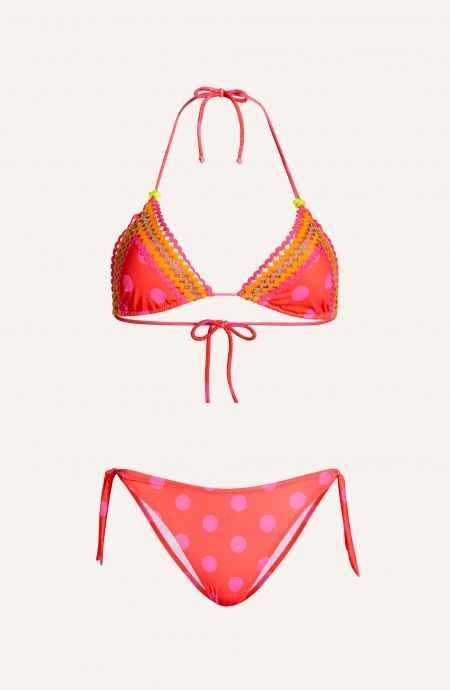 Bikini Triangle Padded Briefs Bowknots Embroidery Trimmed Polka Dots Poisson D'Amour - 2