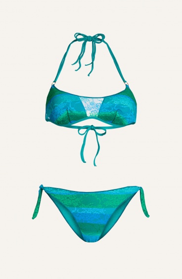 Bikini Brassiere Imbottita Slip Fiocchi Riga Pizzo Poisson D'Amour - 1