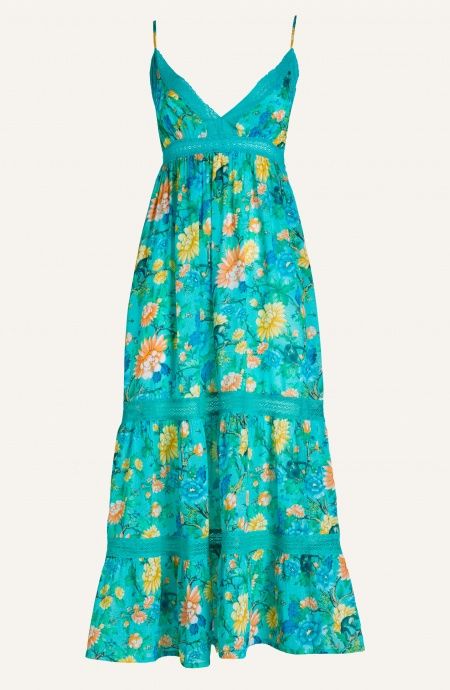 Cotton Dress Lace Inserts Print Monkey Poisson D'Amour - 1 Cotton Dress Lace Inserts Print Monkey Poisson D'Amour - 1