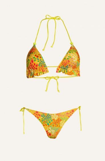 Bikini Triangolo Imbottito Slip Brasiliana Rouge Lurex Stampa Tutti Frutti Poisson D'Amour - 1