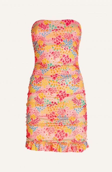 Tubino Off-Shoulders Arricciato Lurex Stampa Tutti Frutti Poisson D'Amour - 1
