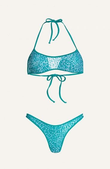 Bikini Brassiere Imbottita Slip Culotte Small Micro Paillettes Animalier Poisson D'Amour - 1