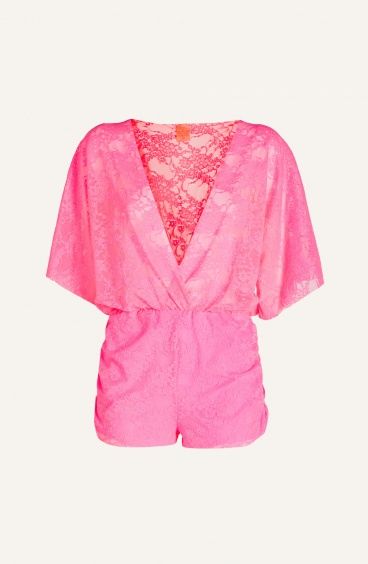 Butterfly Sleeve Deep Neckline And Drawstring Lace Poisson D'Amour - 5