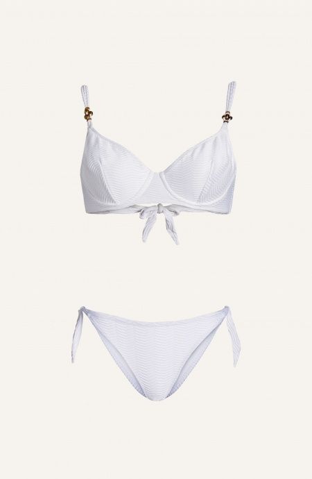 Bikini Balconcino Con Ferretto Slip Brasiliana Lycra Tinta Unita Ondina Pin-Up Stars - 6