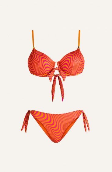 Bikini Balconcino Con Ferretto Slip Culotte Lurex Stampa Optical Pin-Up Stars - 3
