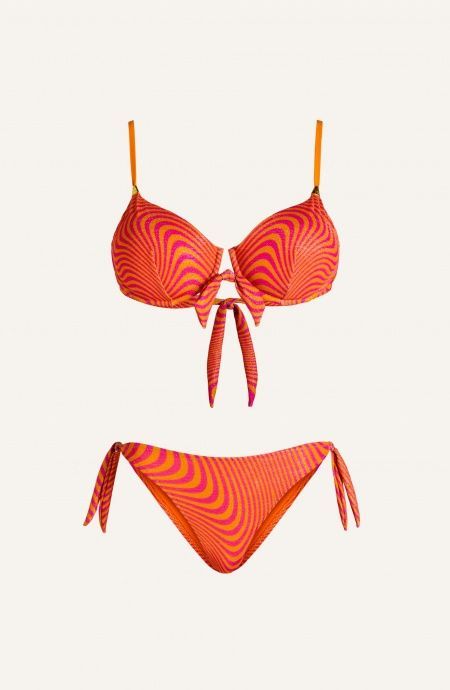 Balconette Bikini With Underwire Slip Culotte Lurex Print Optical Pin-Up Stars - 3