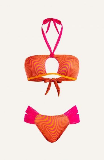 Bikini Fascia Imbottita Slip Small Lurex e Tulle Stampa Optical Pin-Up Stars - 4