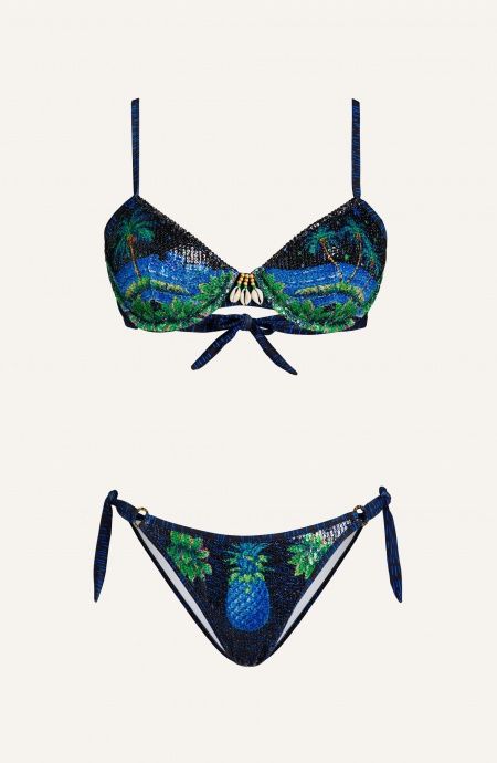 Balconette Bikini With Underwire Underwire Brazilian Sequin Briefs Hawaii Print Pin-Up Stars - 4 Balconette Bikini With Underwire Underwire Brazilian Sequin Briefs Hawaii Print Pin-Up Stars - 4