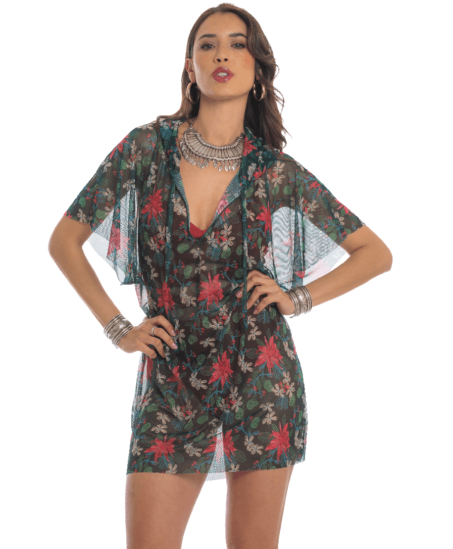 Abito Blusa con Cappuccio Fili dei Fiori