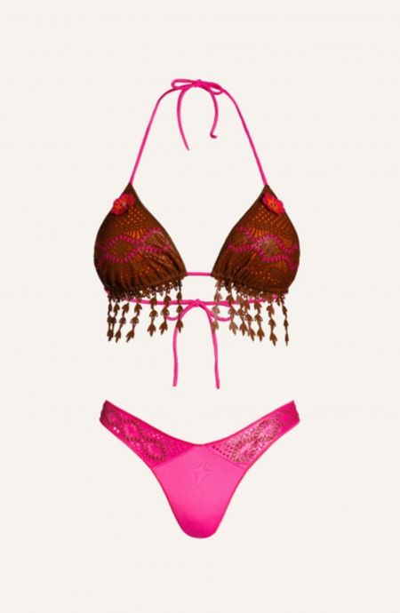 Triangle Bikini Embroidery Flowers Laser Pin-Up Stars - 15