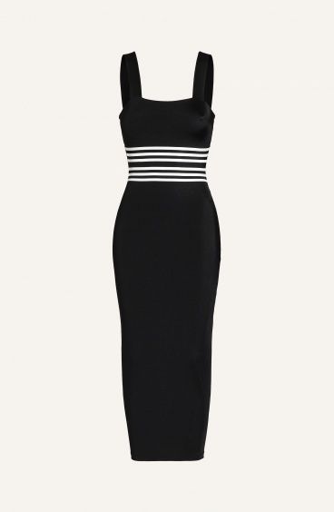 Sheath Lycra Sheath Tunic with Stripes 3D Varnish Effect Lamina Application TUBINO T.UNITA CON APPLICAZIONE - 2