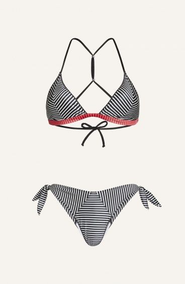 Bikini Triangle Fixed Briefs Stripes 3D Foil On Lycra Satin TR.SCORR.INTRECCIO DIETRO STRIPES - 1