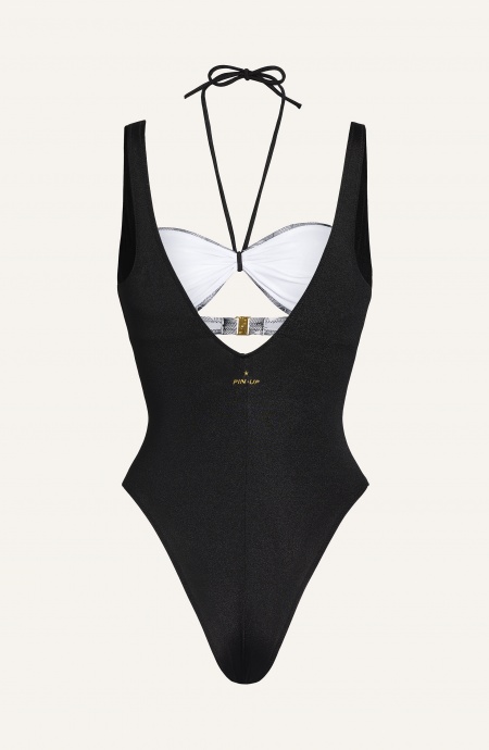 Costume Intero Tinta Unita Con Fascia Stampa Flower Essence Tessuto Lycra Pin-Up Stars - 2