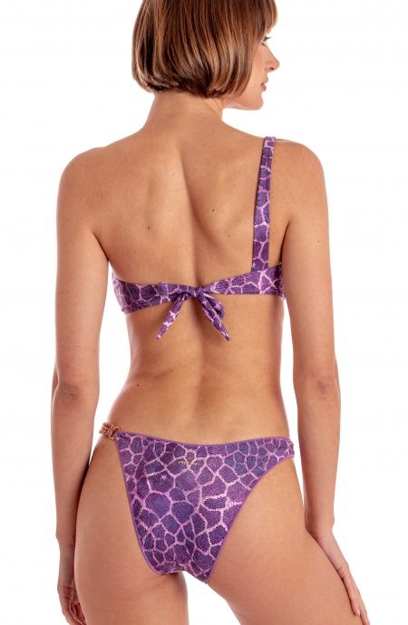 ASYMMETRICAL DAINETTO PADDED BANDEAU BIKINI GIRAFFE PRINT - 2
