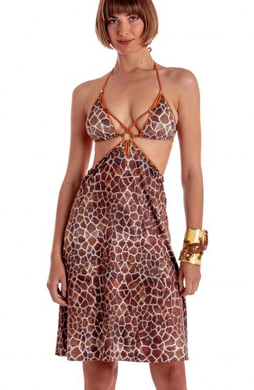 ABITO CUT OUT DAINETTO STAMPA GIRAFFA Pin-Up Stars - 1