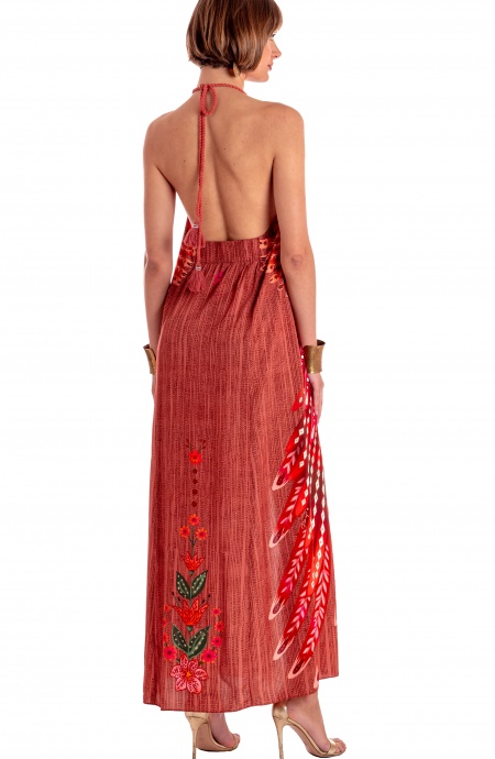 VESTITO LUNGO SCHIENA LUNGA IN VISCOSA WINGS PRINT - 2