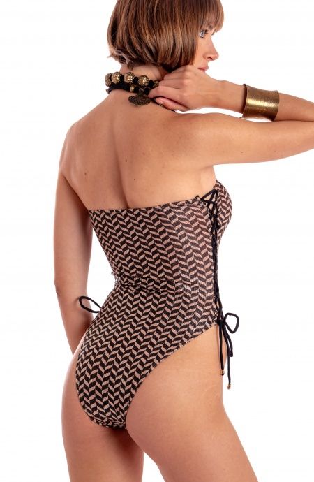 COSTUME DA BAGNO INTERO FASCIA LAMÈ STAMPA SPIGHETTA PinUp Stars - 2