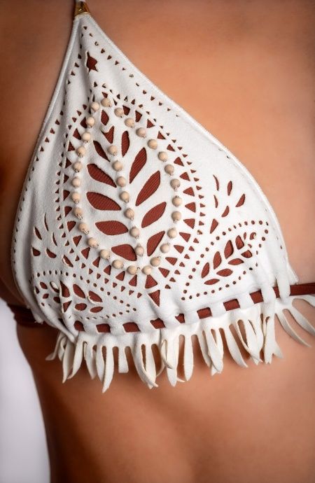 LASER-WORKED PADDED TRIANGLE BIKINI WITH BEADED EMBROIDERY Pin-Up Stars - 10