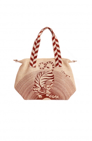 BORSA PICCOLA RAFIA STAMPA TIGER SUN Pin-Up Stars - 1