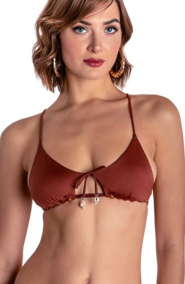 SOLID COLOR PADDED TRIANGLE TOP WITH PEARLS AND SHELLS Pin-Up Stars - 5