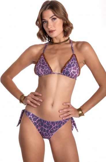 BIKINI TRIANGOLO IMBOTTITO DAINETTO CON RICAMO PERLINE STAMPA GIRAFFA Pin-Up Stars - 11